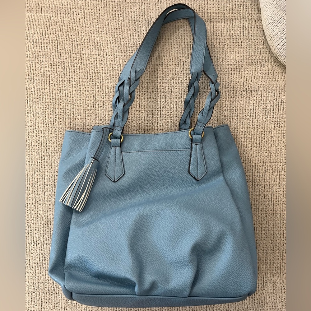 St Johns Bay New with Tags Blue Leather Tote Bag - Picture 5 of 10